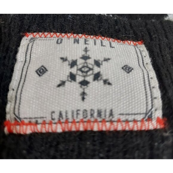 Hat O Neil Beanie Knit Ski Black Heavy Knitted W Logo Pom Pom - Picture 2 of 8